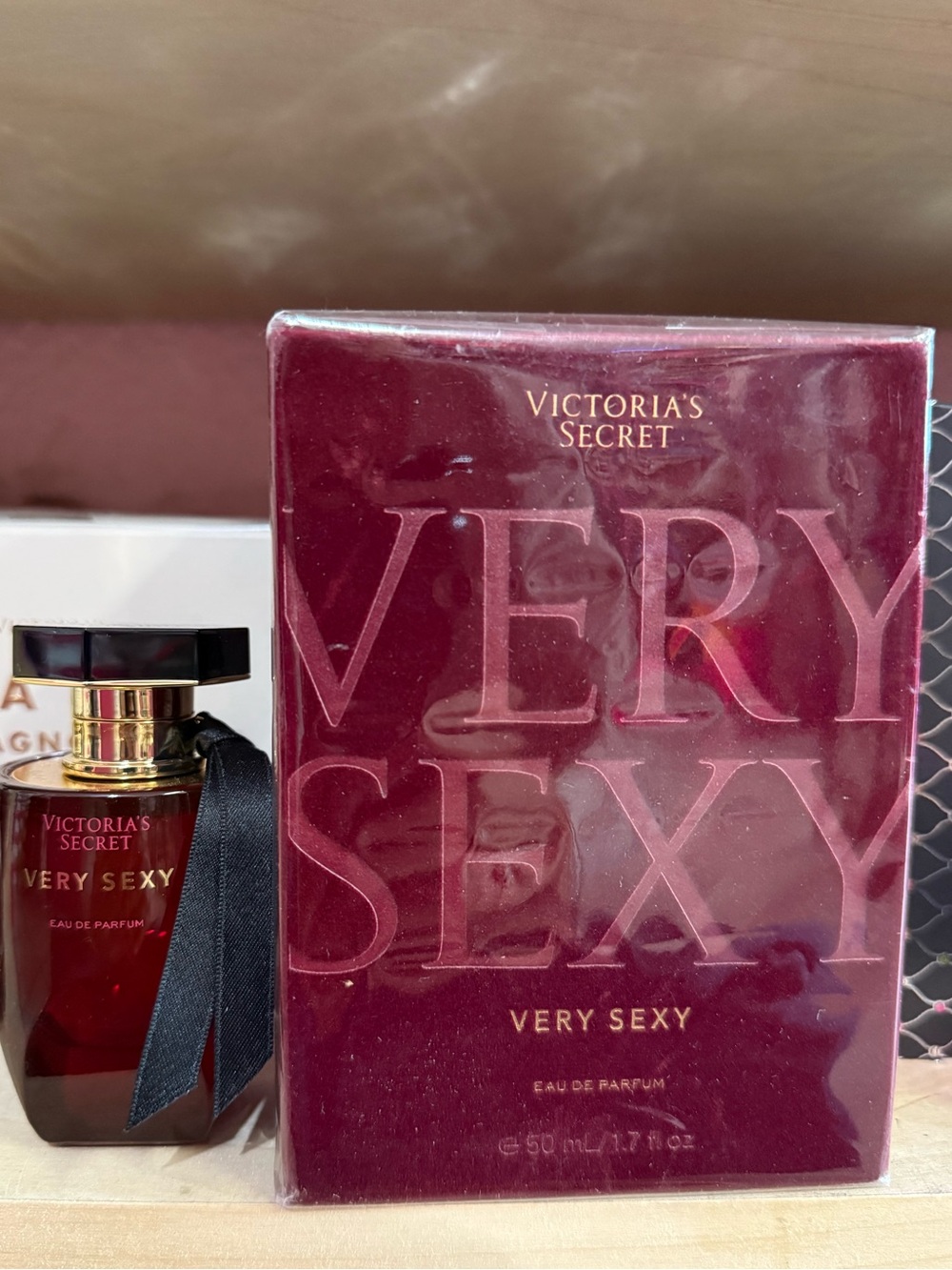 Victoria's Secret VERY SEXY Burgundy Bottle with Gold Accents